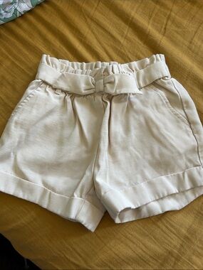 Janie and Jack Cream High-Waist Paperbag Tie Shorts